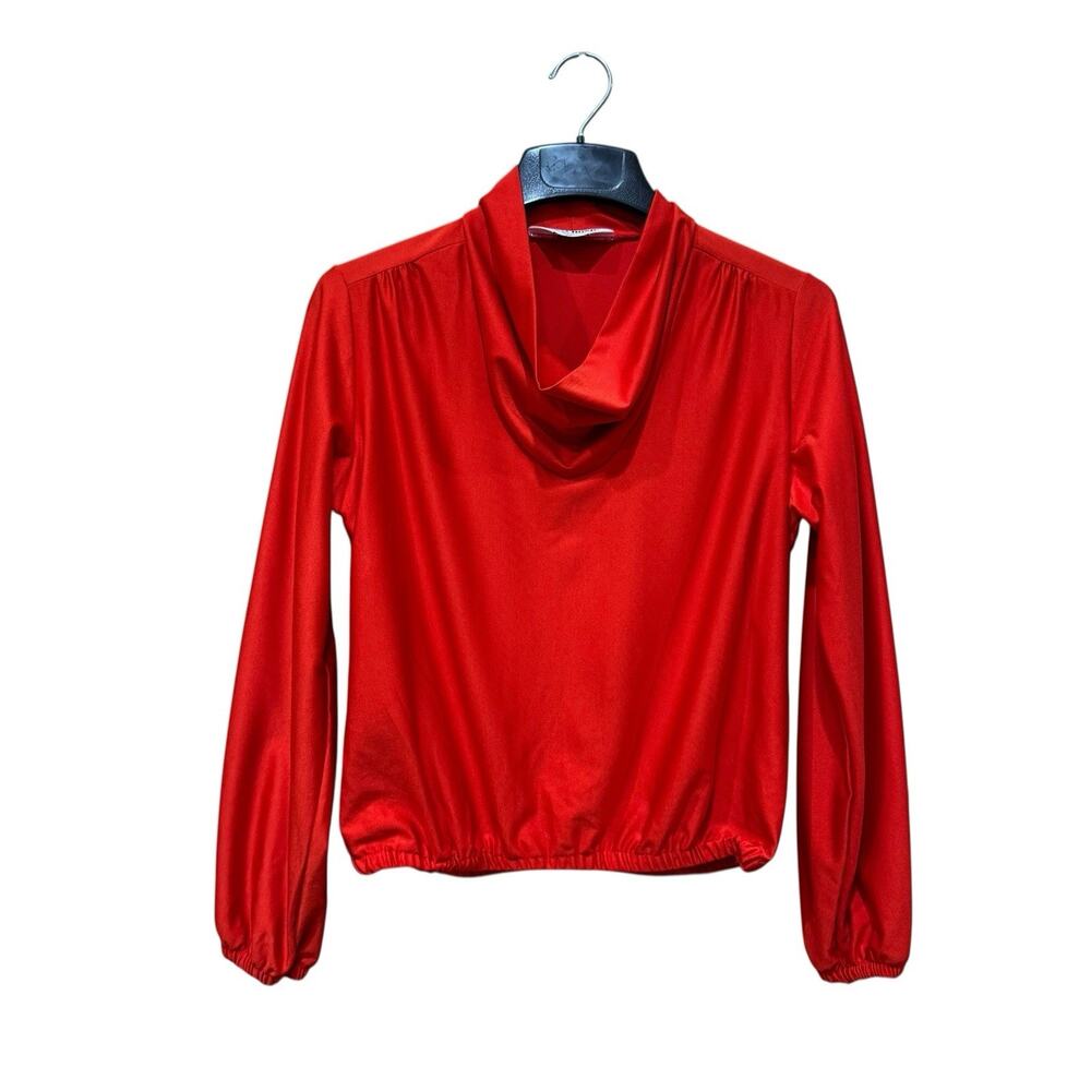 Vintage Red Pullover Cow Neck Top Blouse Size 12